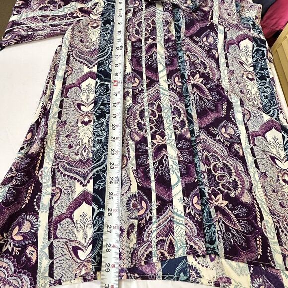 Chico's white purple paisley print long sleeve collared top womens sz 0 - Picture 5 of 7